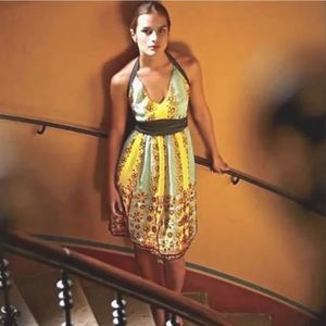 Moulinette Soeurs for Anthropologie Electric Age Silk Yellow Boho Halter Dress